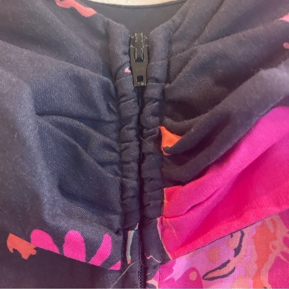Laura Ashley Sz 14 80s Pink Black Floral Print 100% Cotton Day Dress 50s Style - Picture 7 of 11